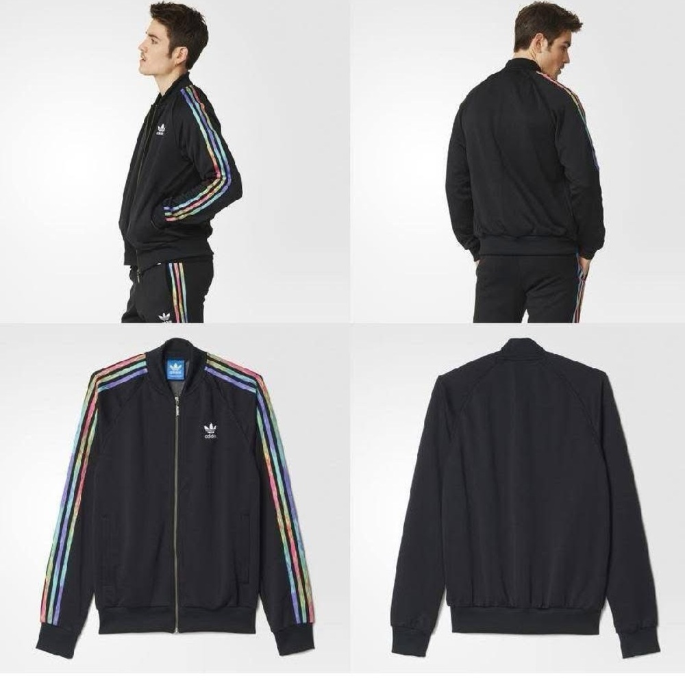 Adidas Men's Black Tracksuit (SET) with Multicolored 3-stripes. Pride Pack 2016